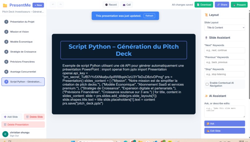 PreziBot – screenshot 1