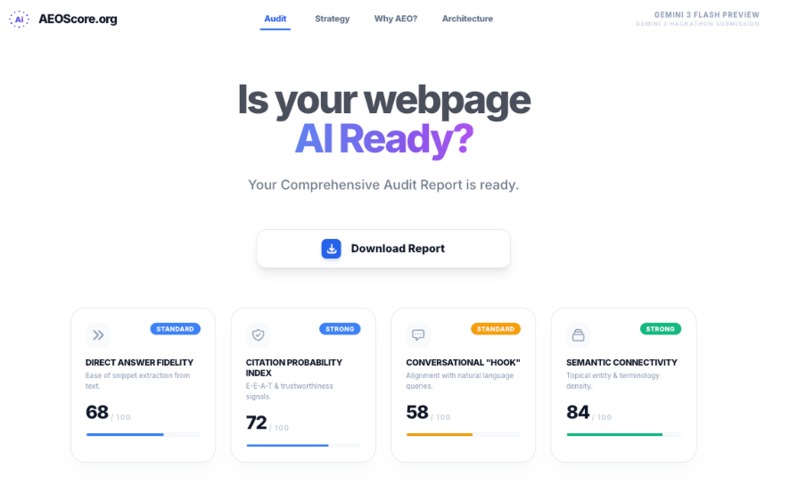 AEO Score -  Building an AI-ready web, one audit at a time. – screenshot 5