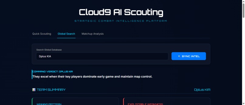 Cloud9 Stratos — Automated Scouting Report Generator – screenshot 1