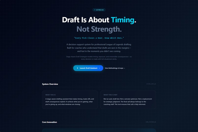 Stage-Aware Draft Intelligence for League of Legends Esports – screenshot 1