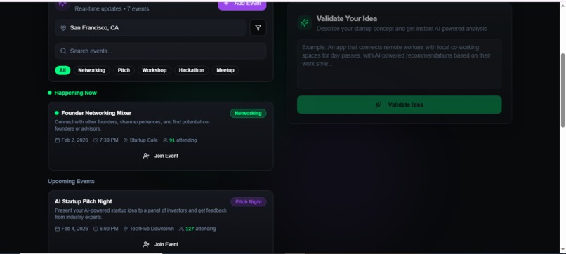 LaunchPad - AI Startup Validation & Events Platform – screenshot 1
