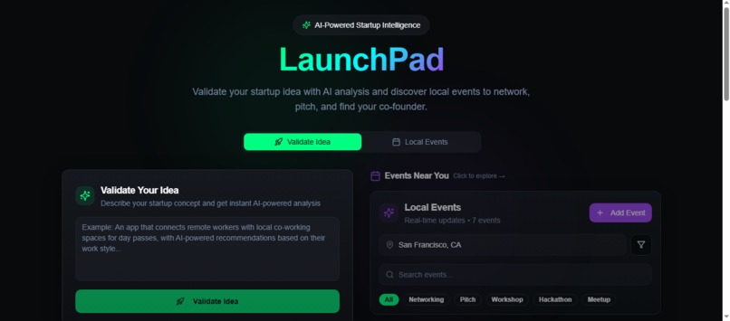 LaunchPad - AI Startup Validation & Events Platform – screenshot 2