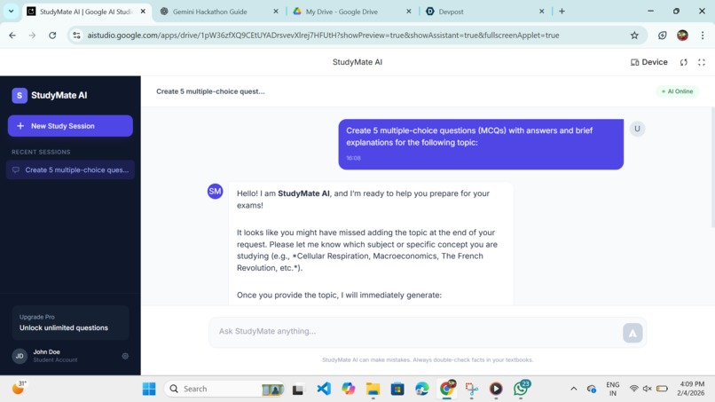 StudyMate AI – screenshot 1