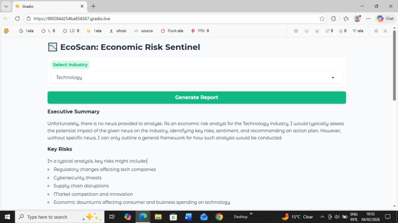 EcoScan – Economic Risk & Market Intelligence AI – screenshot 1