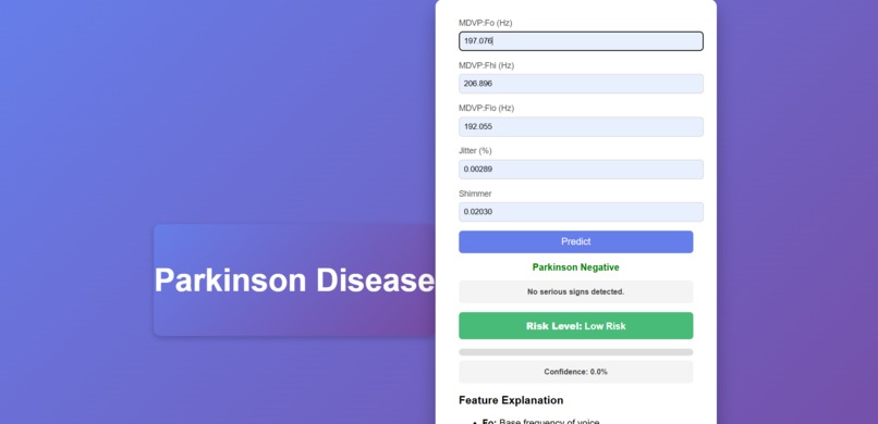 AI-Powered Parkinson’s Disease Detection using Gemini – screenshot 1