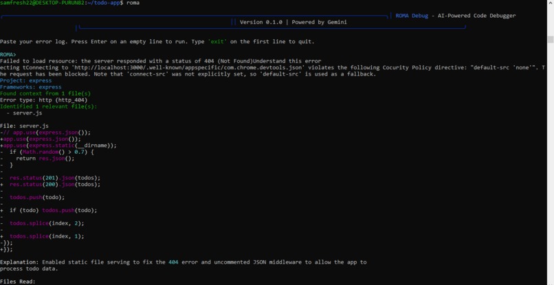 roma debug – screenshot 2