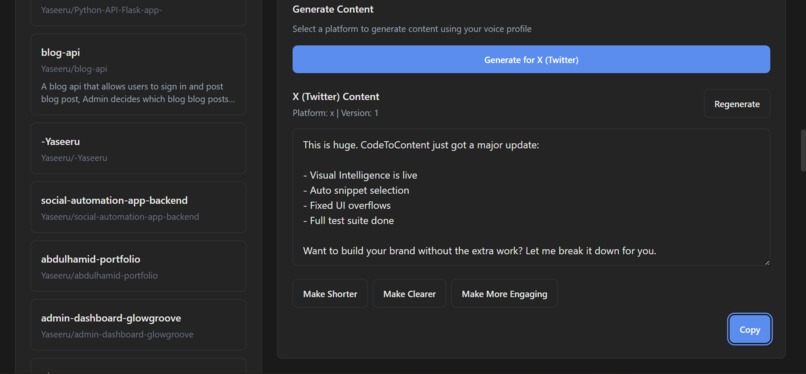 CodeToContent – screenshot 1