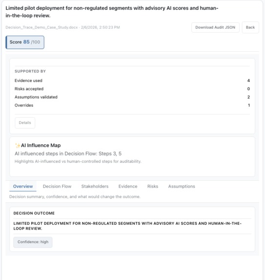 Decision Trace – screenshot 1