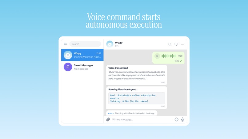 Wispy: Autonomous AI Agent Platform powered by Gemini 3 – screenshot 1