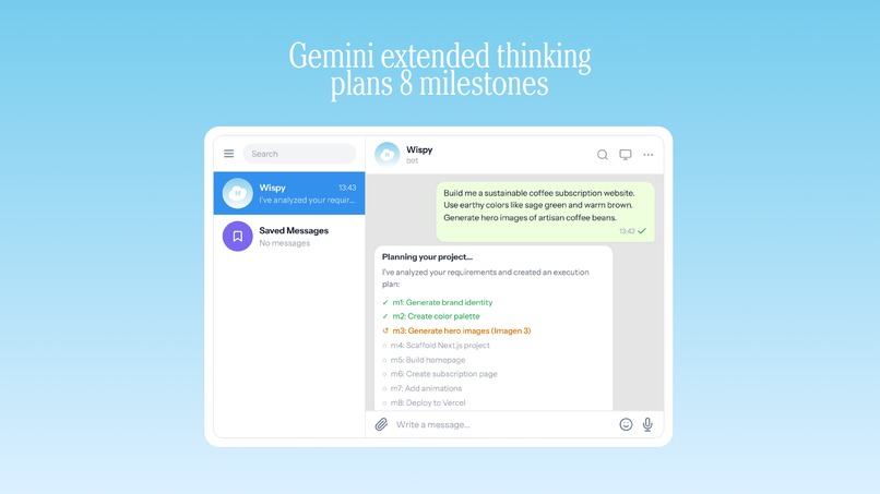 Wispy: Autonomous AI Agent Platform powered by Gemini 3 – screenshot 2