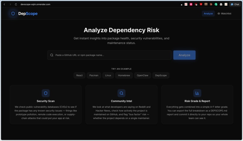 DepScope – screenshot 1