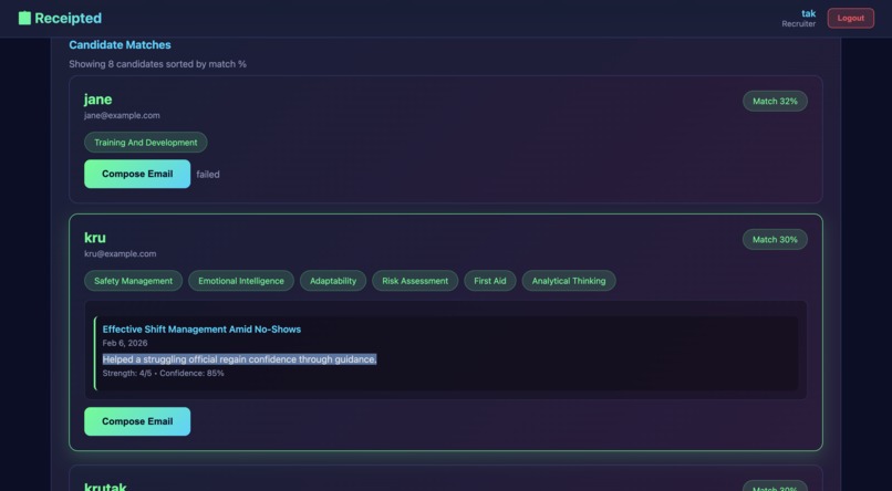 Receipted – screenshot 2