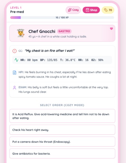 Cozy Clinic - a Fun Game to Learn Medicine from Gemini – screenshot 5