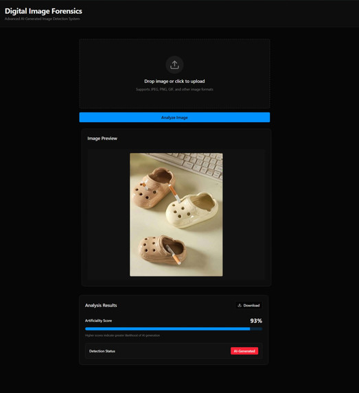AI-based Digital Image Forensics Web Application – screenshot 1