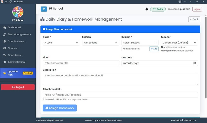 School management system  – screenshot 4