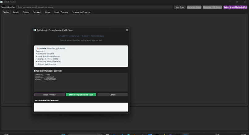 Automated Suspect Profiling tool – screenshot 2