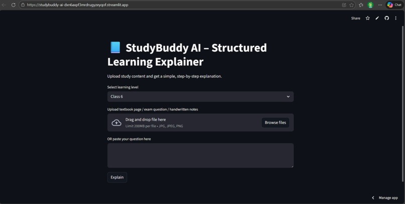 “StudyBuddy AI – Structured Learning Explainer” – screenshot 2
