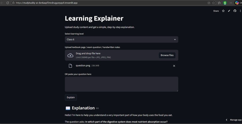 “StudyBuddy AI – Structured Learning Explainer” – screenshot 4