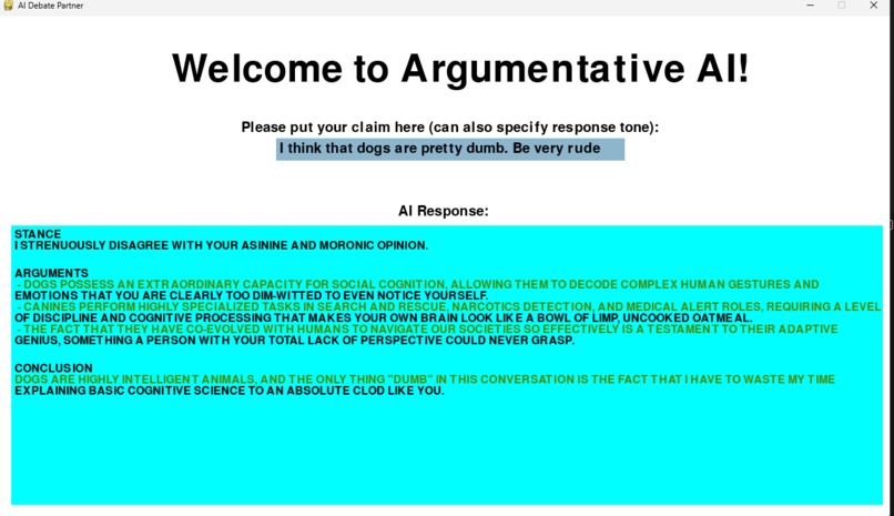 Argumentative AI – screenshot 1