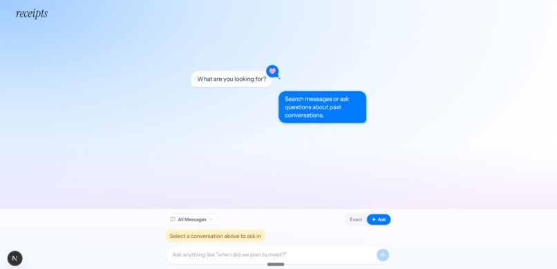 Receipts – screenshot 1