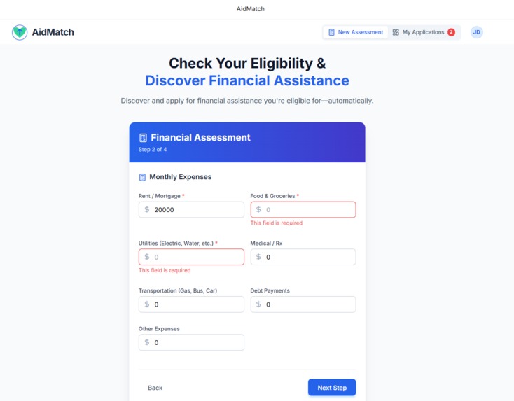 AidMatch – screenshot 2