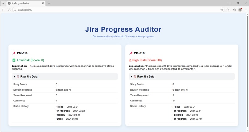 Jira Progress Auditor – screenshot 3