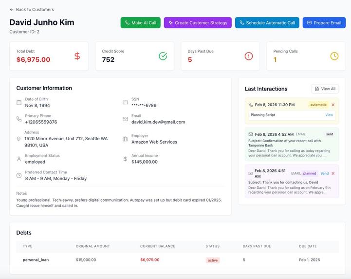 Scrooge | AI Voice Agent for Bank Debt Collection – screenshot 1