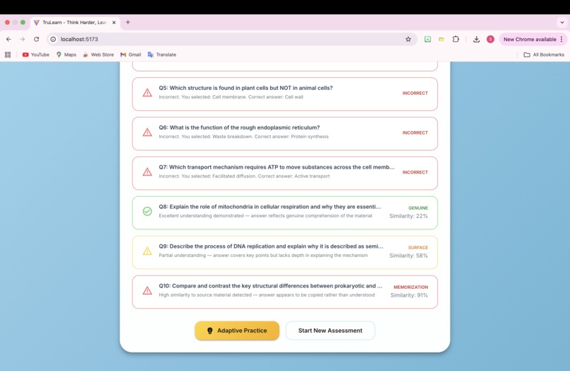TruLearn – screenshot 2
