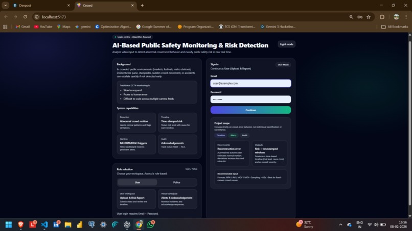 AI-Based Public Safety Monitoring & Risk Detection System – screenshot 1