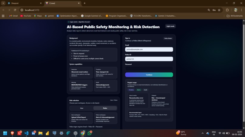 AI-Based Public Safety Monitoring & Risk Detection System – screenshot 2