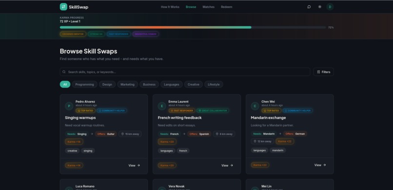 SkillSwap – screenshot 1