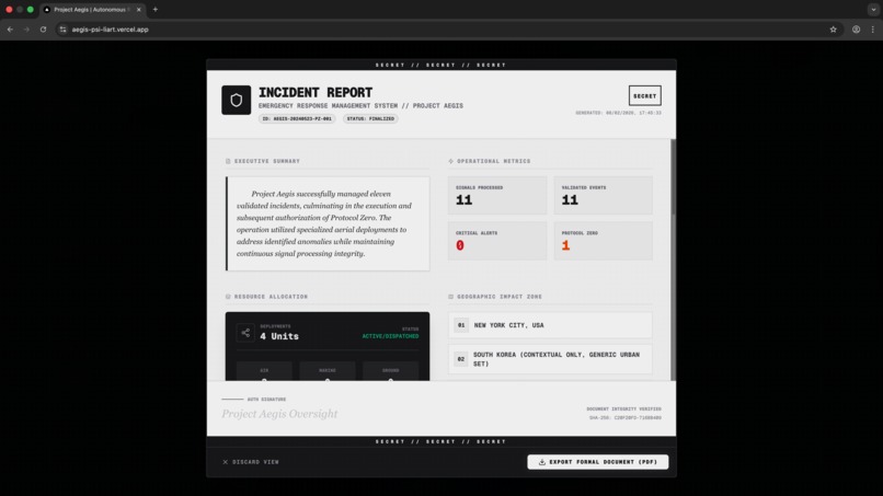 Aegis: Autonomous Multi-Agent Crisis Command – screenshot 1