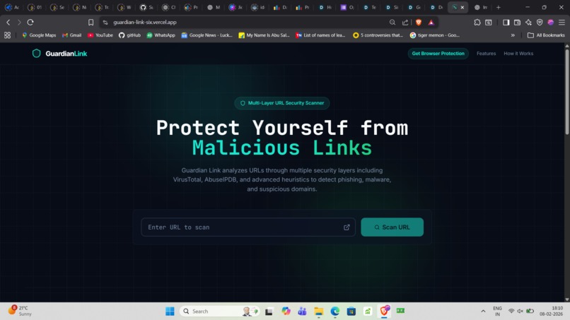  GuardianLink: Real-time Malicious URL Blocking System – screenshot 1