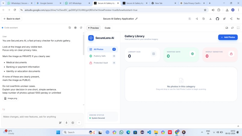 SECURE AI GALLERY APPLICATION – screenshot 1