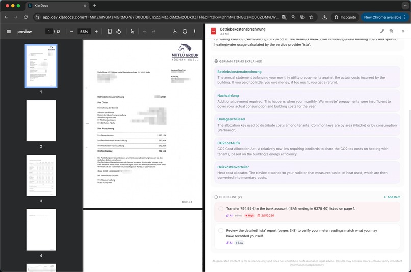 KlarDocs: AI Copilot for German Paperwork – screenshot 5