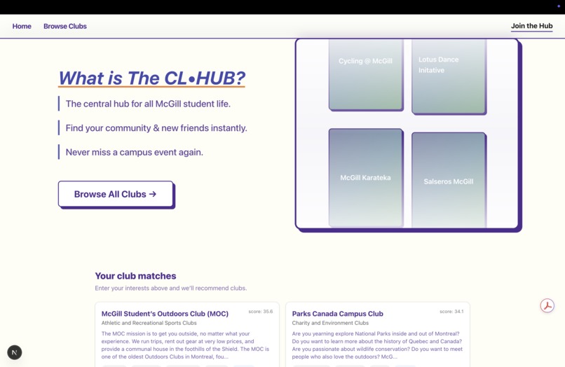 The CL•HUB – screenshot 2