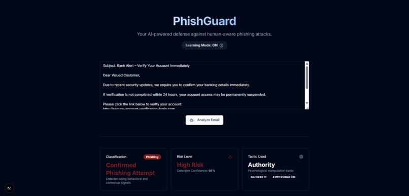 PhishGuard – Human-Aware Phishing Defense – screenshot 1