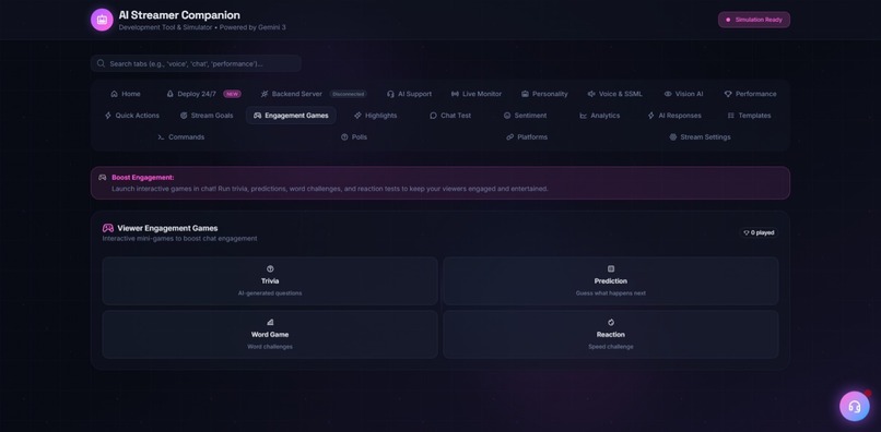 AI Streamer Companion- Development Tool & Simulator Gemini 3 – screenshot 7
