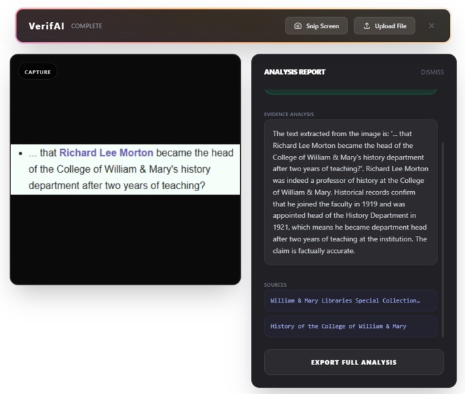 VerifAI – screenshot 2