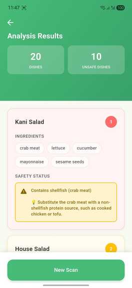 SafePlate – screenshot 2