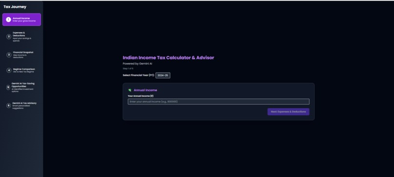 Indian Income Tax Calculator and Gemini AI Financial Advisor – screenshot 1