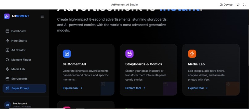 Admoment AI studio – screenshot 1