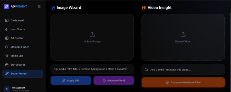 Admoment AI studio – screenshot 2