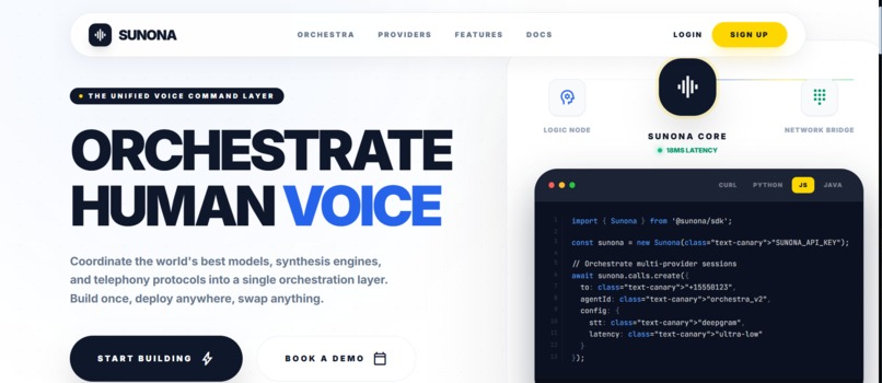 sunona voice agent. – screenshot 1