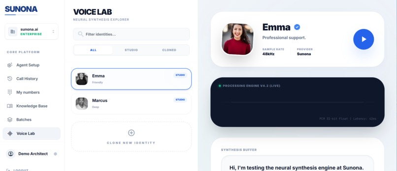 sunona voice agent. – screenshot 28