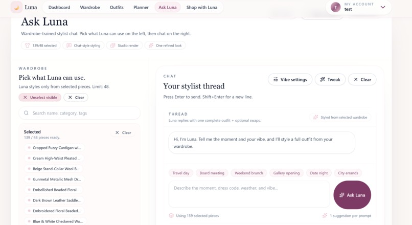 Luna: AI-Powered Wardrobe & Outfit Planner – screenshot 3