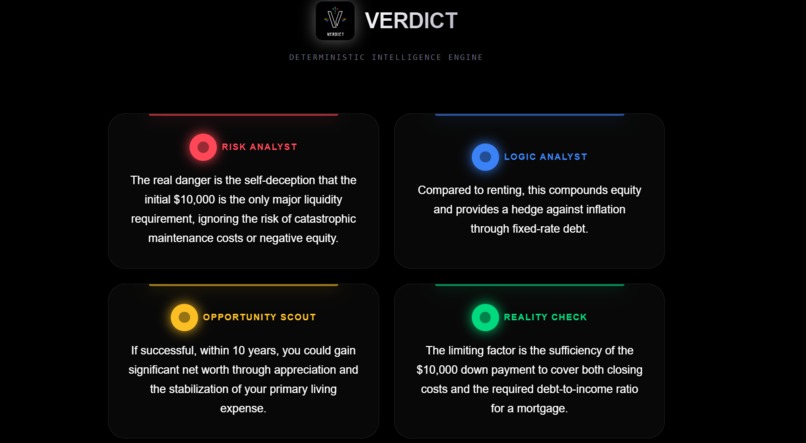 Verdict: AI-Powered Deterministic Decision Engine – screenshot 2