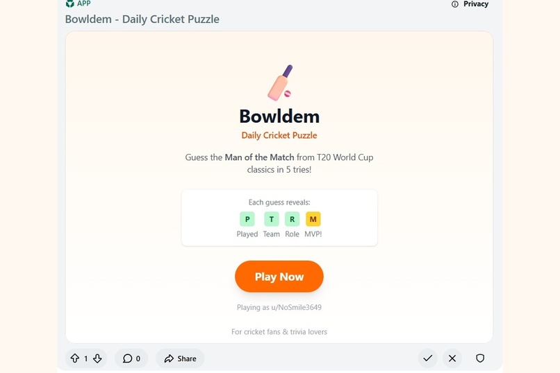 Bowldem - Daily cricket Puzzle – screenshot 1