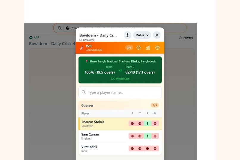 Bowldem - Daily cricket Puzzle – screenshot 4
