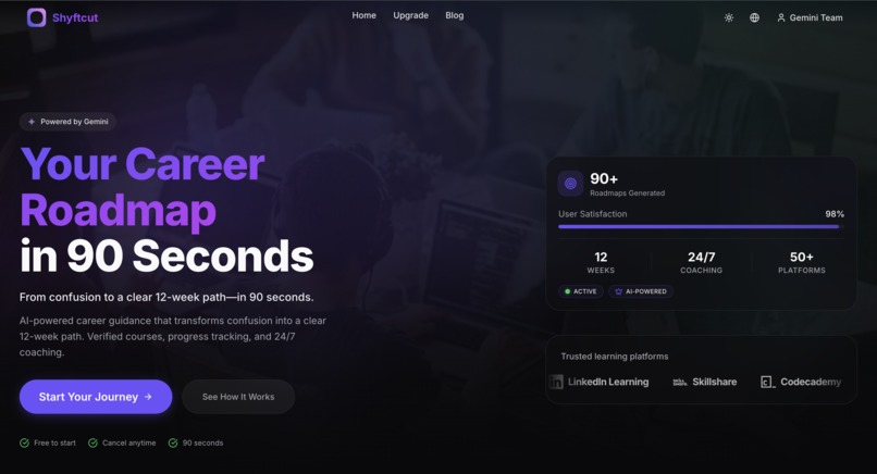 Shyftcut | Your 90-second career shift, powered by Gemini 3 – screenshot 1